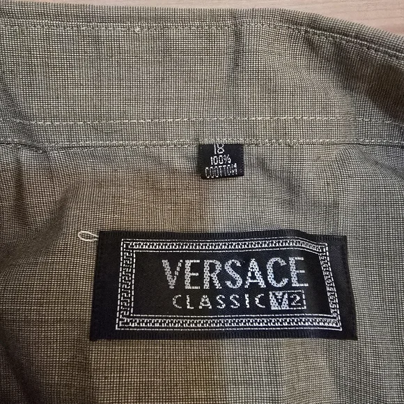 *RARE* Gianni Versace  Plaid Shirt Mens XL Grey - Picture 2 of 9